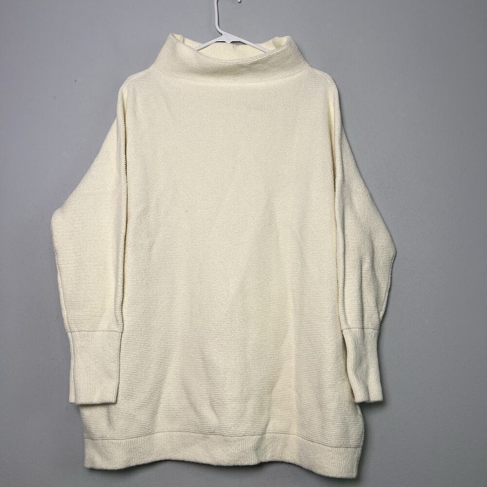 Free People Womens Mock Neck Pullover Sweater Cream Sz L